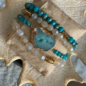 Champagne turquoise bracelet stack 4 PC